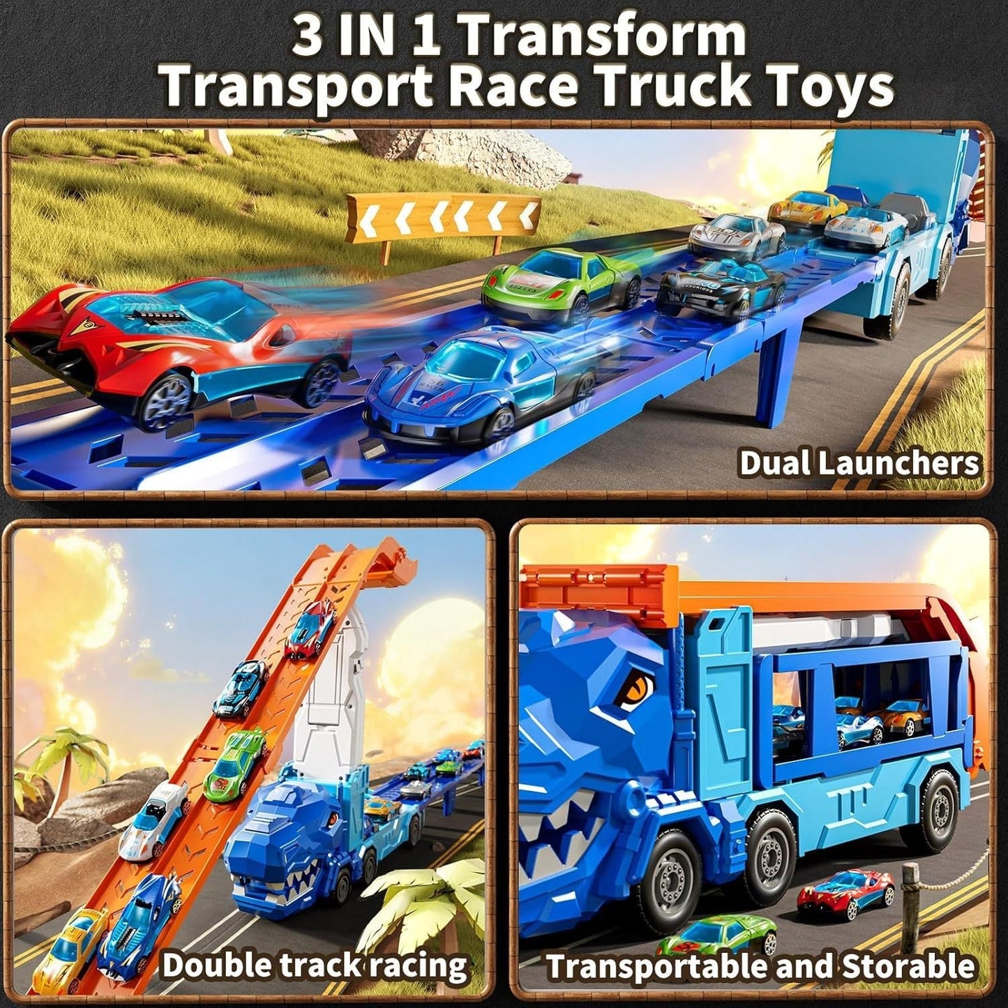 π¦π Dinosaur Truck Track Set with 12 Die-Cast Cars | Fun Toy Gift for Kids 3-8