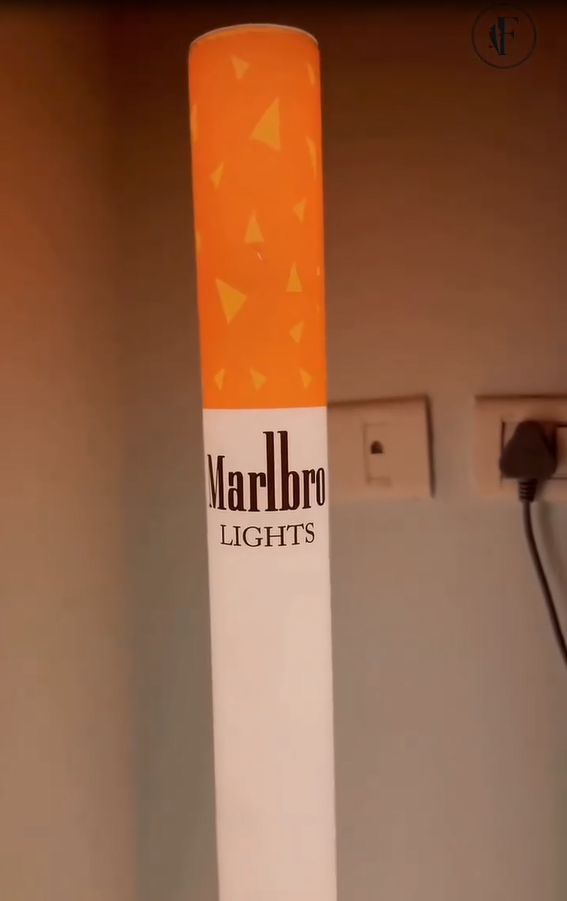 🚬 Cigarette Tube Shaped Marlboro Style Floor Lamp | Retro Industrial Novelty Ambient Light