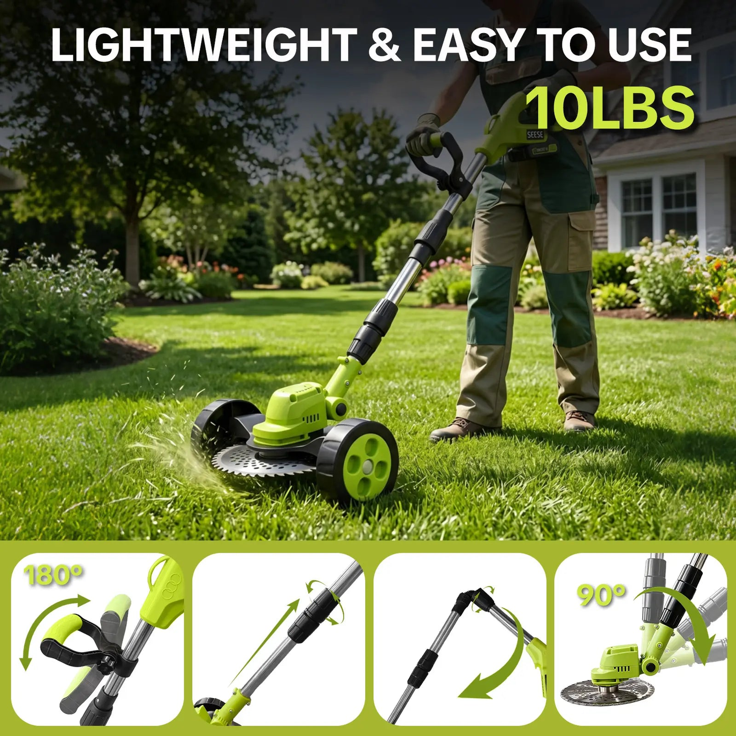 🌿3-in-1 Cordless Lawn Mowerwith 2x21V Batteries, GermanQuality Lightweight GrassTrimmer & Edger for Small toMedium Gardens