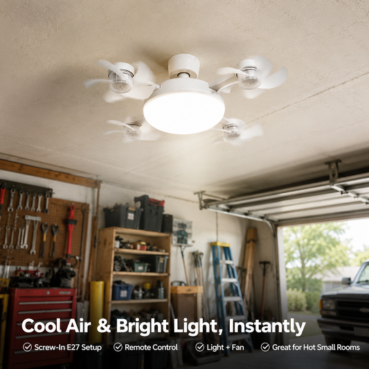 🔥E27 Screw-In CeilingFan Light - 19.69" LEDCooling Fan with Remotefor Hot Rooms