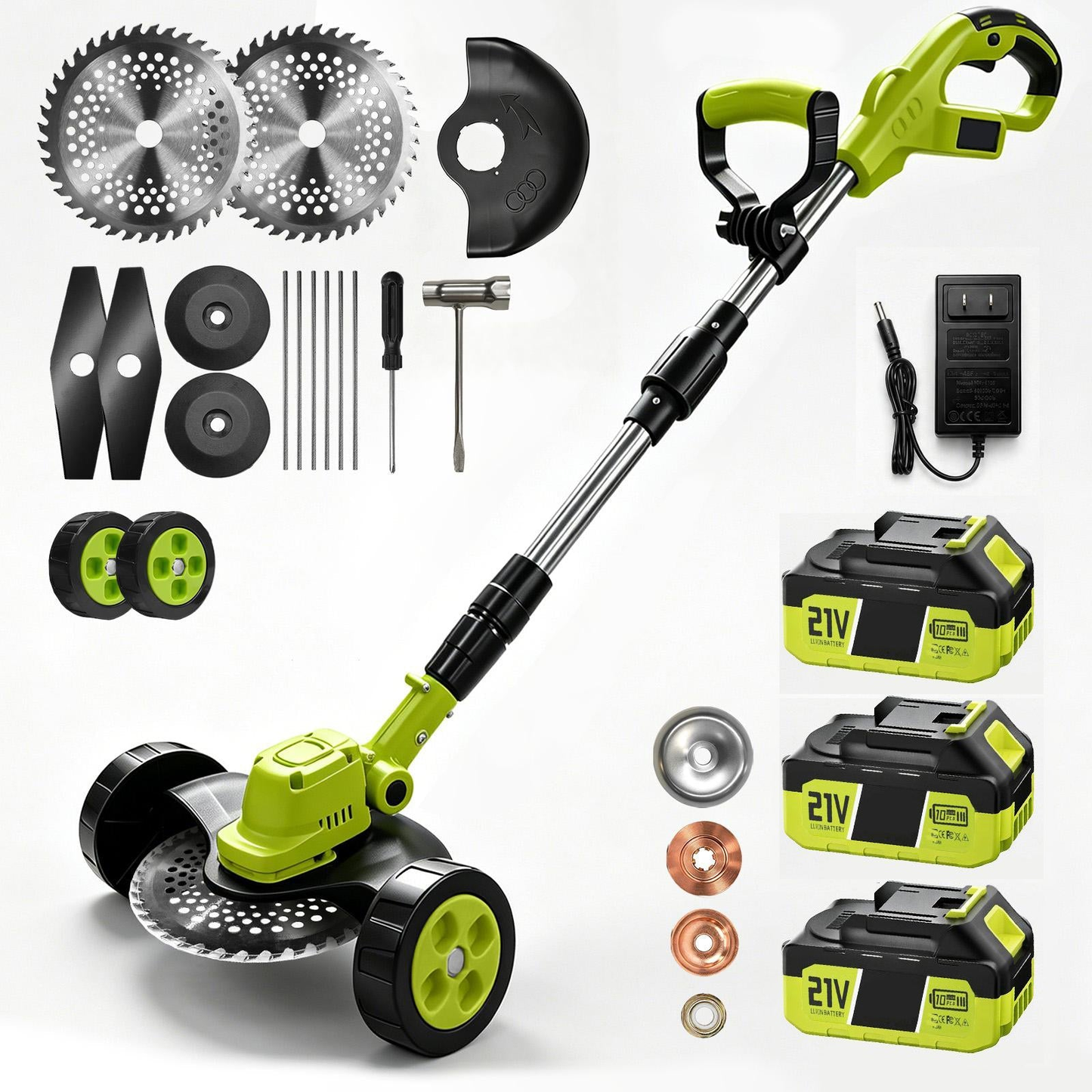 🌿3-in-1 Cordless Lawn Mowerwith 2x21V Batteries, GermanQuality Lightweight GrassTrimmer & Edger for Small toMedium Gardens