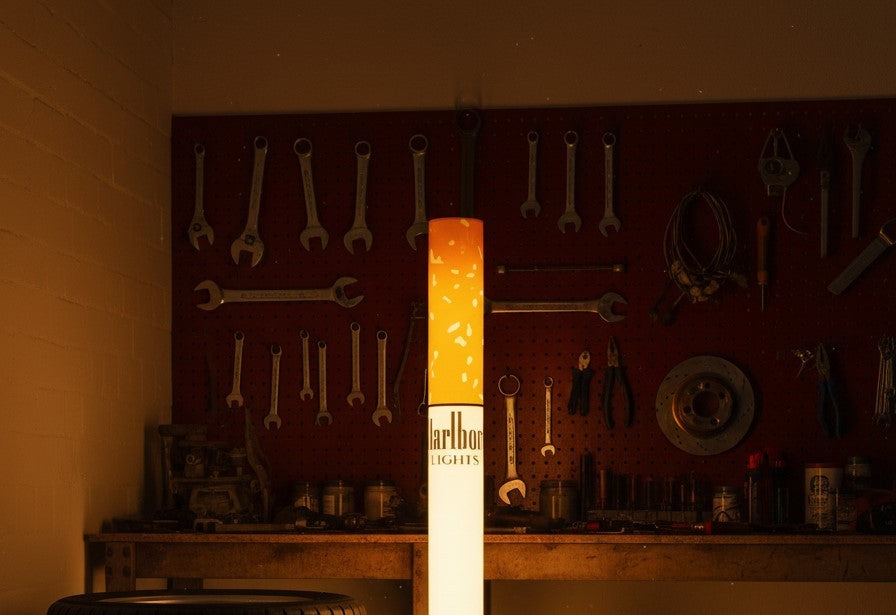 🚬 Cigarette Tube Shaped Marlboro Style Floor Lamp | Retro Industrial Novelty Ambient Light