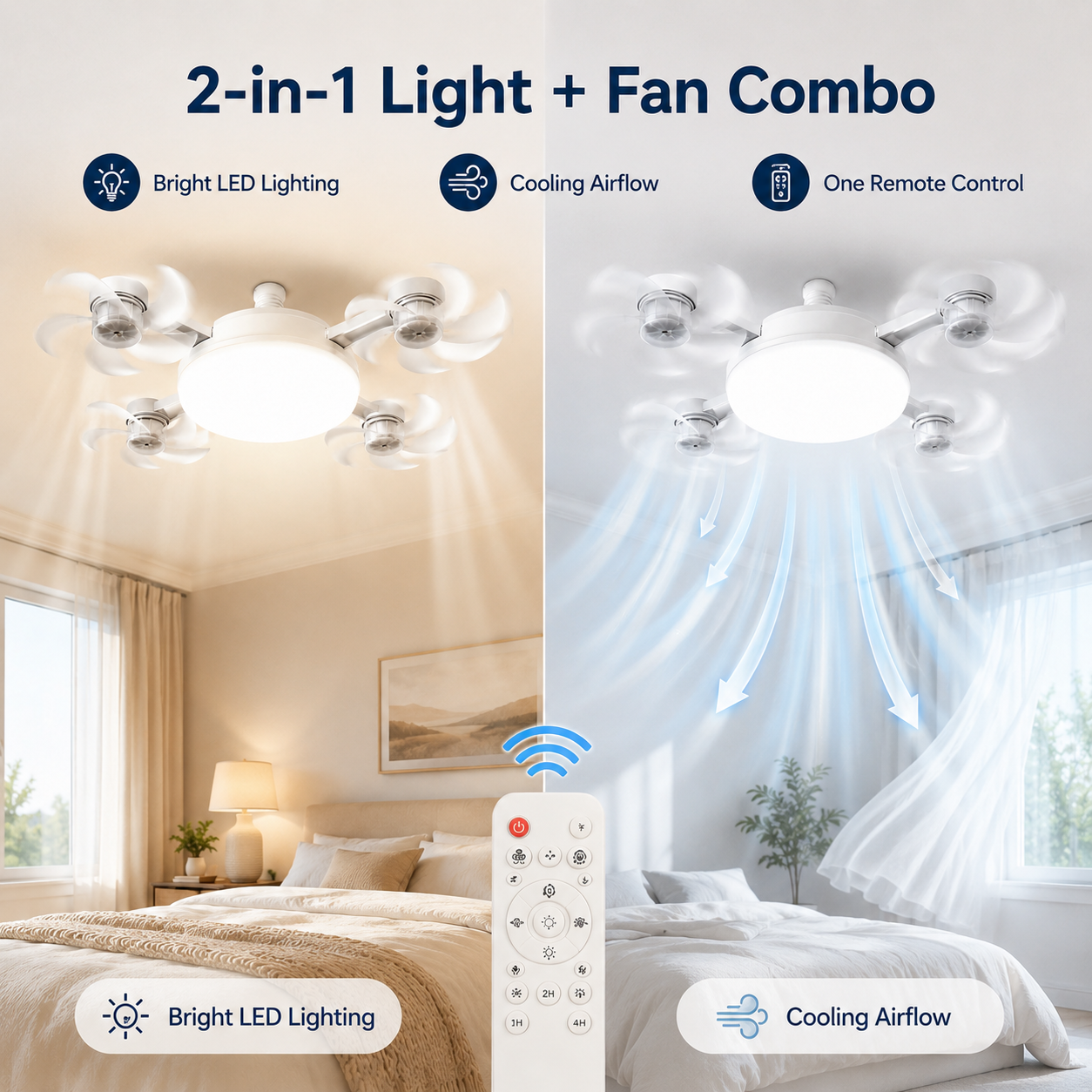 🔥E27 Screw-In CeilingFan Light - 19.69" LEDCooling Fan with Remotefor Hot Rooms