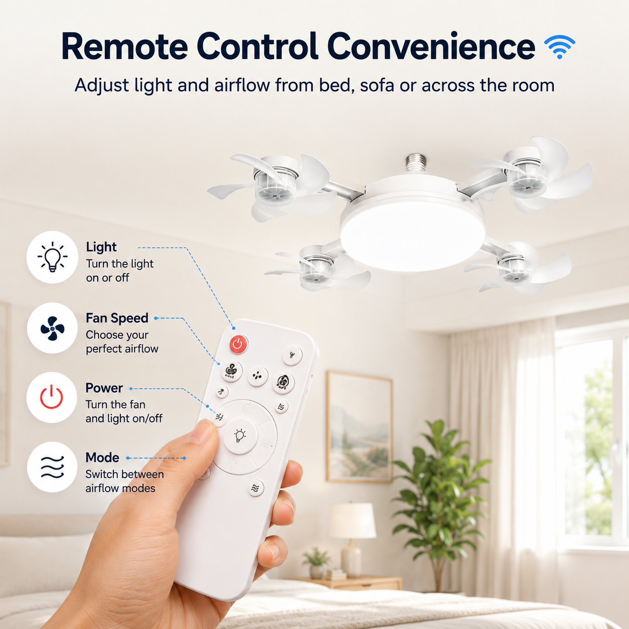 🔥E27 Screw-In CeilingFan Light - 19.69" LEDCooling Fan with Remotefor Hot Rooms