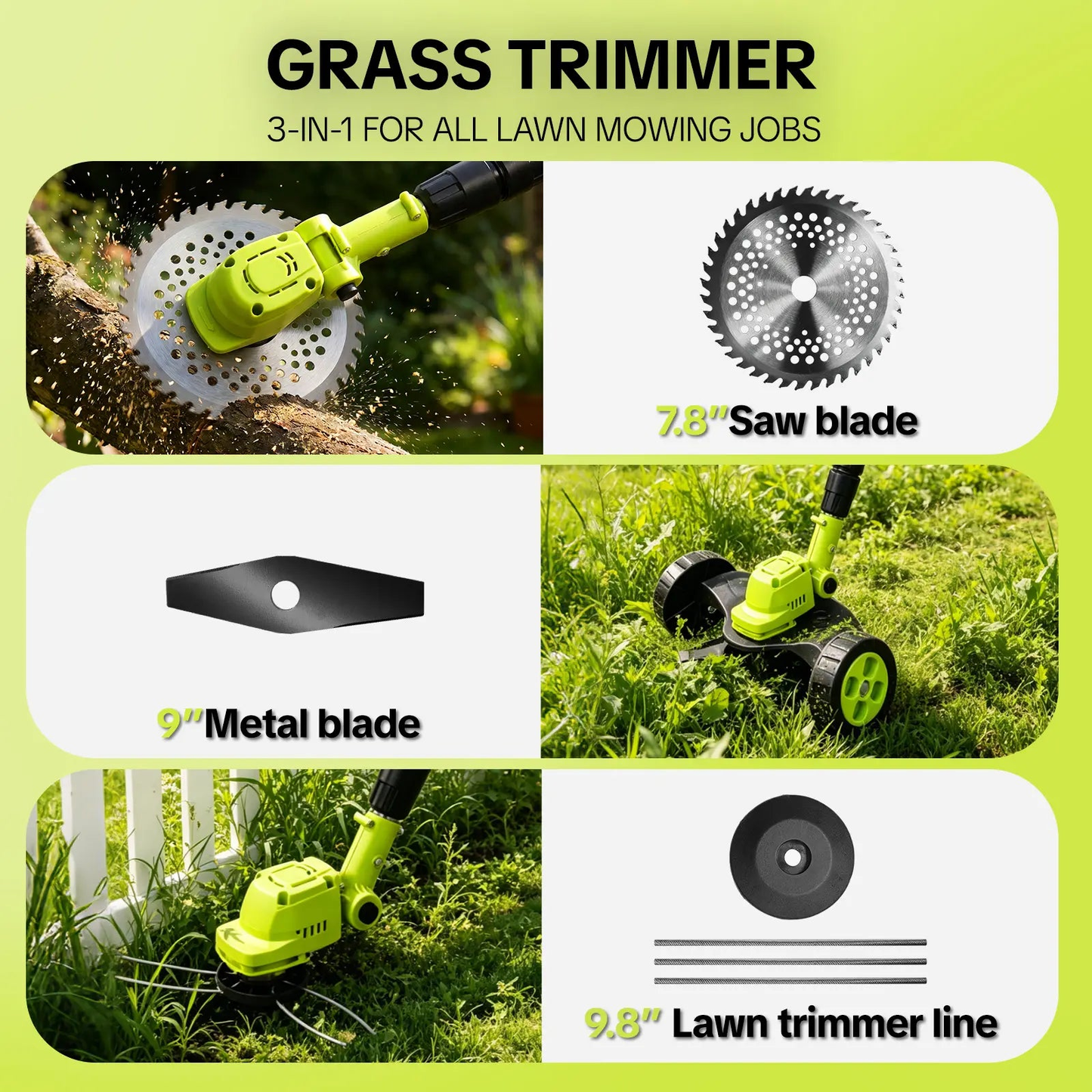 🌿3-in-1 Cordless Lawn Mowerwith 2x21V Batteries, GermanQuality Lightweight GrassTrimmer & Edger for Small toMedium Gardens